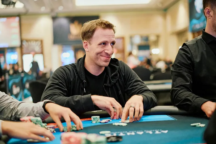 Benny Glaser Tournament Play in the Bahamas Benny Glaser smiling at a tournament table at Atlantis in the Bahamas