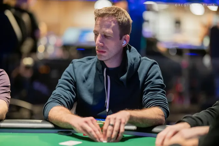 Benny Glaser Live Tournament Results Benny Glaser concentrating over his chips at a live tournament table
