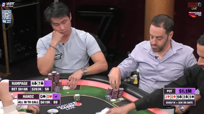Rampage Poker Million Dollar Game Bluff Ethan Rampage Yau ace-high bluff in a $1.1 million pot against Handz on Hustler Casino Live