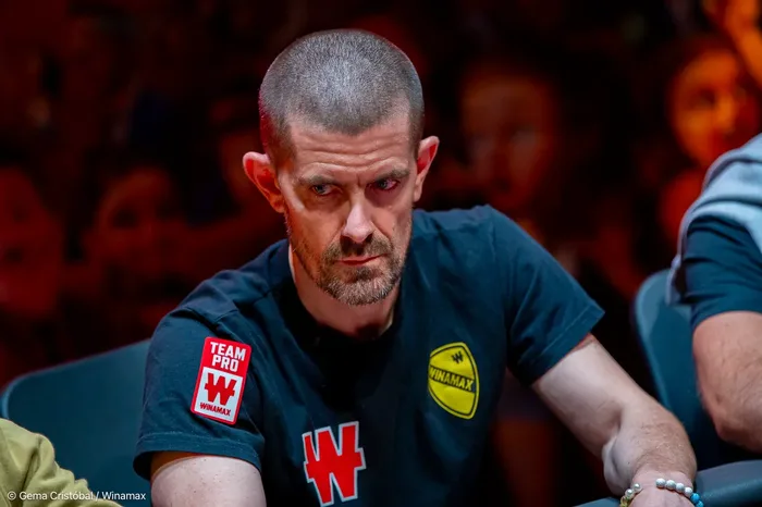 Gus Hansen portrait Gus Hansen in Winamax colours at a live tournament
