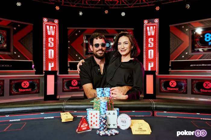 Nick Schulman WSOP bracelet winner Nick Schulman celebrating a WSOP bracelet win with his wife at the final table