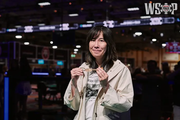 Skye Chen WSOP Bracelet Winner Skye Chen holding her WSOP 2026 Ladies Championship bracelet