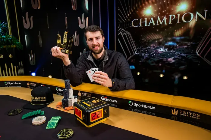 Wiktor Malinowski Triton Montenegro Champion 2024 Wiktor Malinowski celebrating his $4,789,000 Triton Montenegro title in May 2024