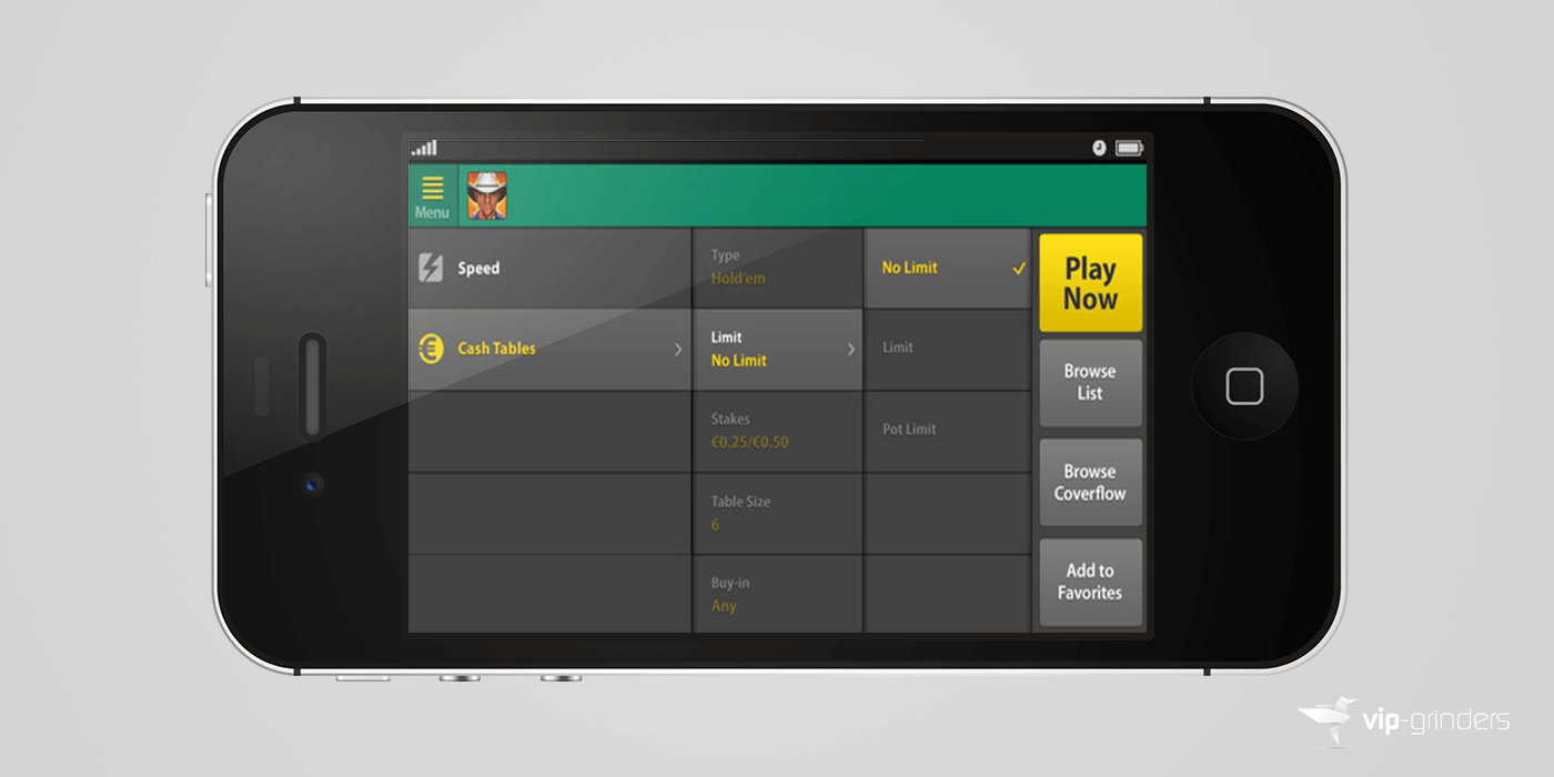 bet365 Mobile Poker App lobby