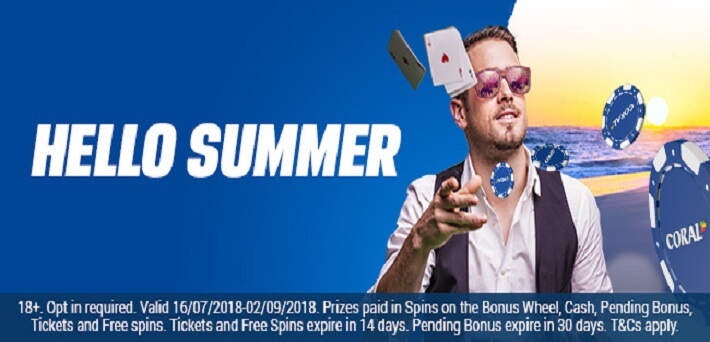 Win up to €1,000 in cash in the Hello Summer promotion at Coral Poker!