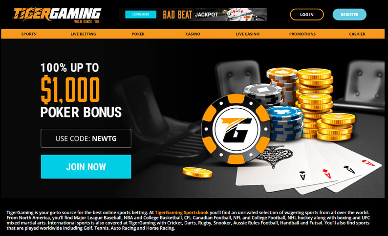 Best TigerGaming Poker Bonus Code 2023