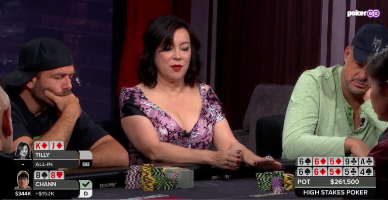 High Stakes Poker - Jennifer Tilly Gets Stacked Three Times Within One Episode!