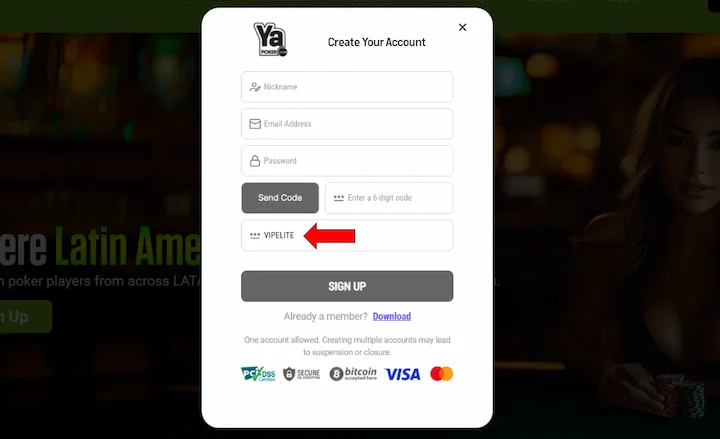ya poker bonus code VIPELITE