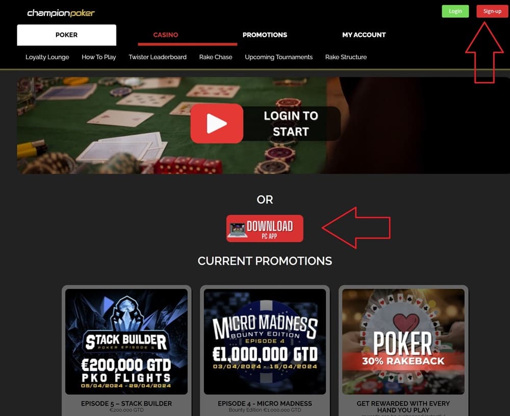 ChampionPoker Website