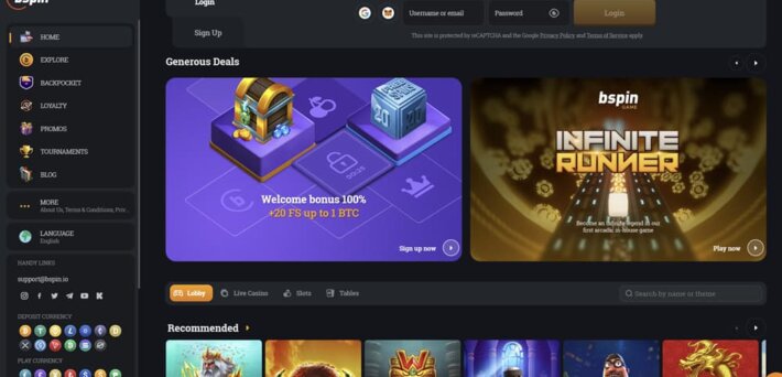 Bspin Casino Website
