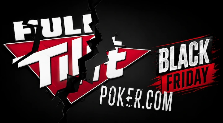 Full Tilt Poker Black Friday Full Tilt Poker logo shattered with Black Friday text representing the 2011 DOJ seizure and $390 million player fund scandal
