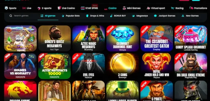 cosmobet casino selection