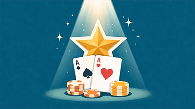 Spotlight illuminating cards and poker chips