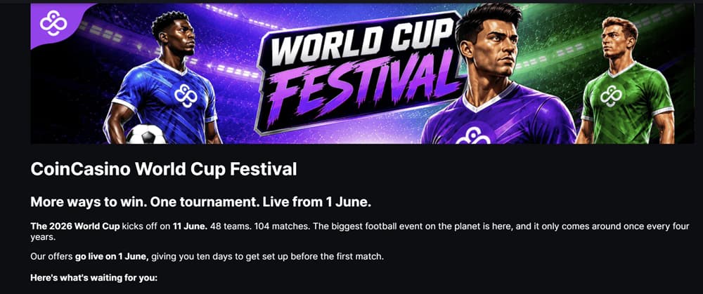 CoinCasino World Cup Festival Promotion CoinCasino World Cup Festival Promotion