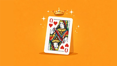 Queen of hearts playing card with crown detail