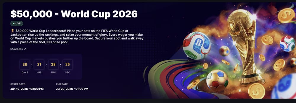 Jackpotter $50,000 World Cup 2026 Leaderboard Jackpotter $50,000 World Cup 2026 Leaderboard