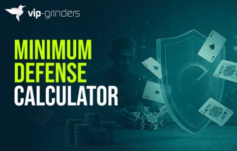 Minimum defense frequency (MDF) poker strategy illustration with shield protecting poker chips and playing cards, representing optimal defense against bluffs in poker decision making