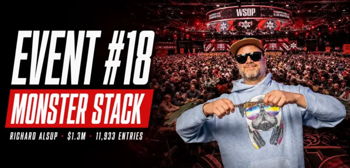 Richard Alsup celebrates winning the WSOP 2026 $1,500 Monster Stack No-Limit Hold