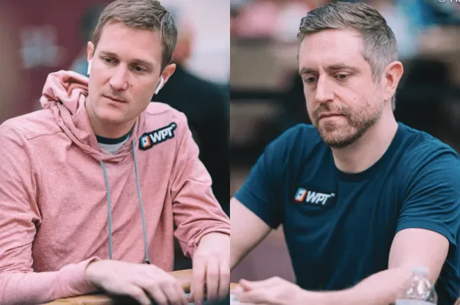Andrew Neeme and Brad Owen at the table in WPT ambassador gear
