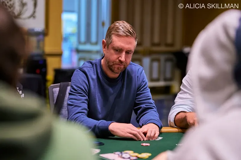 Andrew Neeme concentrating during a mid-stakes live cash game