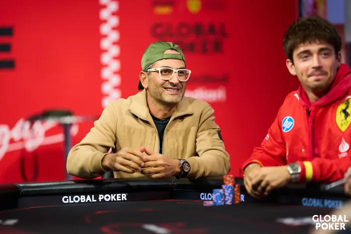 Antonio Esfandiari at a recent televised poker event Antonio Esfandiari at a televised poker table alongside Charles Leclerc