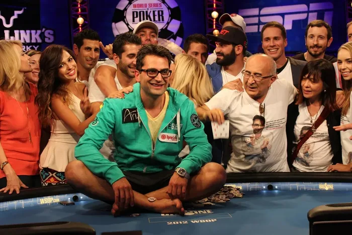 Antonio Esfandiari wins the 2012 Big One for One Drop Antonio Esfandiari celebrating his 2012 Big One for One Drop win at the WSOP