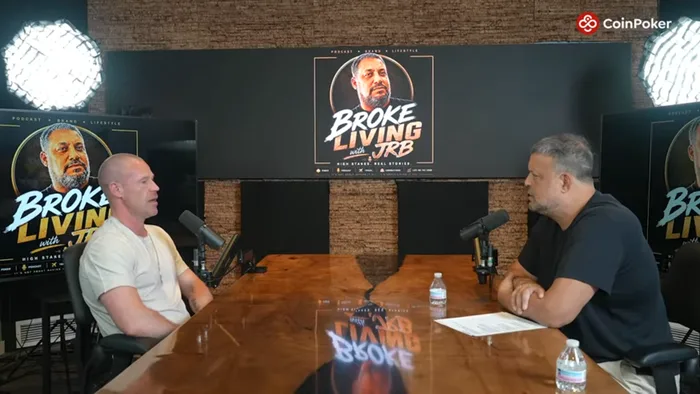 Patrik Antonius and Jean-Robert Bellande in the Broke Living With JRB studio Patrik Antonius and Jean-Robert Bellande across the table in the Broke Living With JRB studio