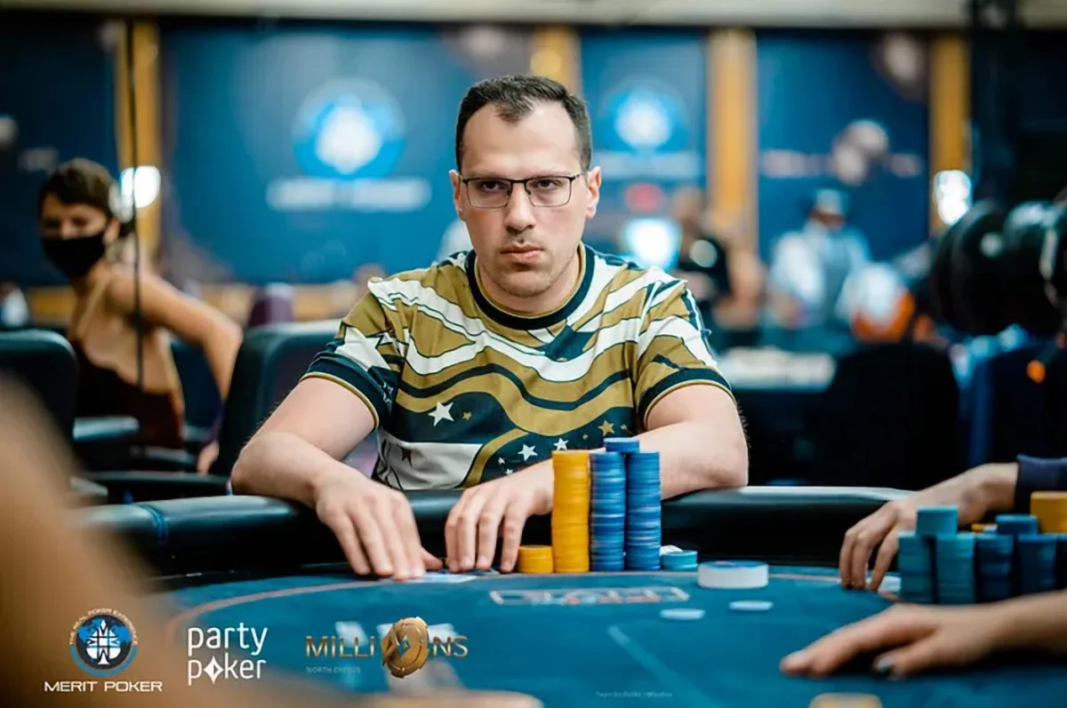 Artur Martirosian at partypoker MILLIONS North Cyprus Artur Martirosian in glasses at the partypoker MILLIONS North Cyprus table in Kyrenia