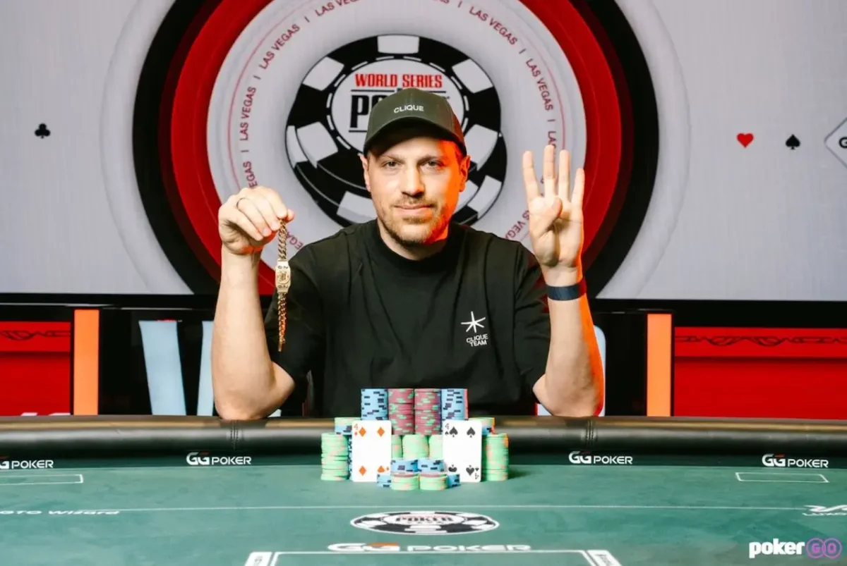 Artur Martirosian wins the WSOP 2026 $25,000 High Roller 6-Handed Artur Martirosian celebrating his fourth WSOP bracelet in Las Vegas