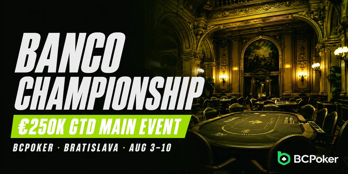 BCPoker Banco Championship 2026 partnership with Banco Casino for the €250,000 GTD Main Event in Bratislava Slovakia