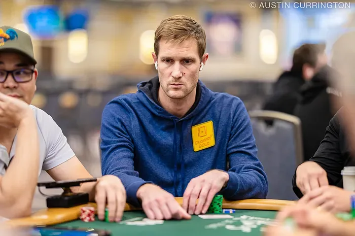 Brad Owen at the tournament table Brad Owen at a tournament table wearing a ClubWPT Gold patch