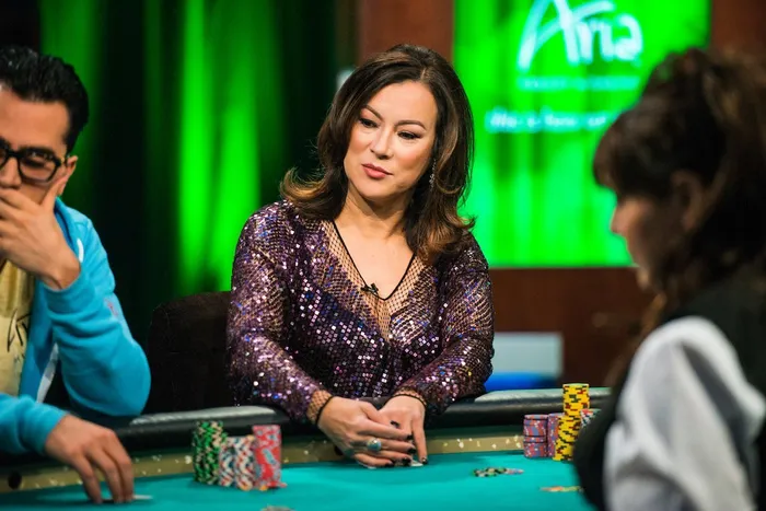 Jennifer Tilly playing High Stakes Poker at ARIA Jennifer Tilly at the poker table during a televised High Stakes Poker session at ARIA