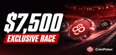 $7,500 CoinPoker Exclusive Race promotional banner with CoinPoker branded chip