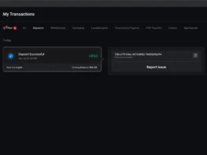 CoinPoker transactions screen showing a 50 USDT crypto deposit credited on 24 September with a 66.68 USDT balance