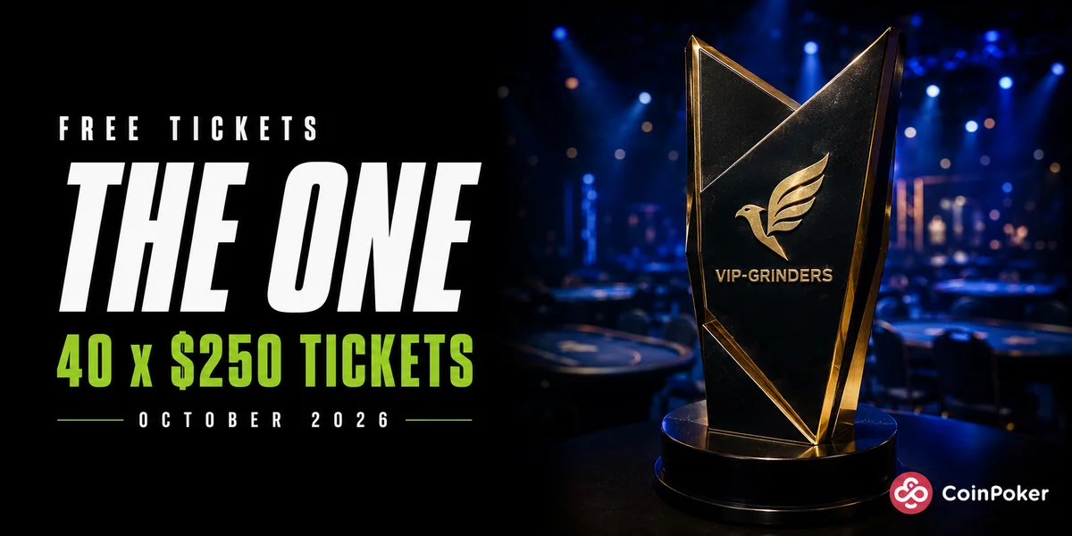 40 free $250 tickets to The One on CoinPoker through VIP-Grinders, October 2026