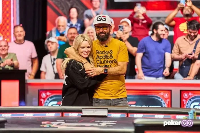 Daniel Negreanu and wife Amanda embrace at the 2026 World Series of Poker