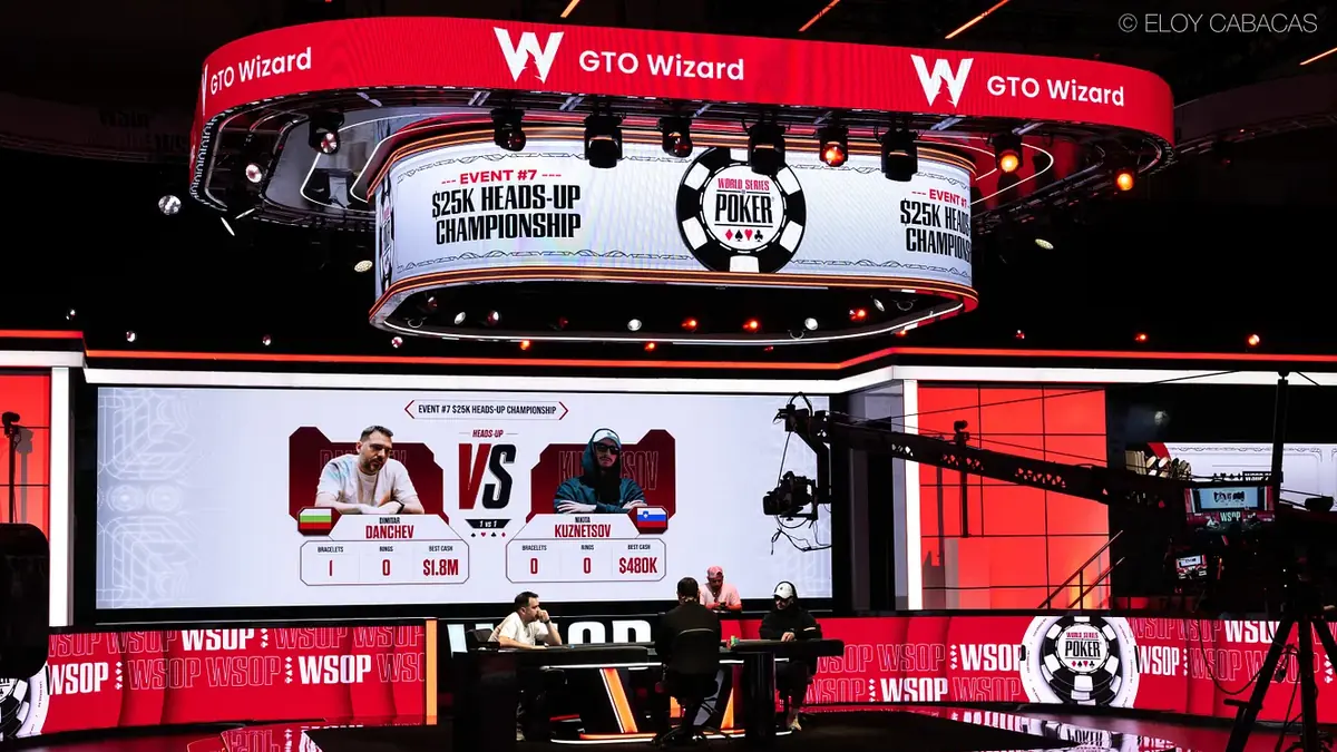 Dimitar Danchev vs Nikita Kuznetsov in the WSOP 2026 Heads-Up Championship final Dimitar Danchev faces Nikita Kuznetsov heads-up at the WSOP 2026 $25,000 Heads-Up Championship final
