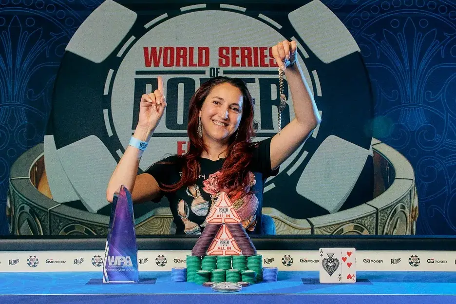 Anca Eggenberger WSOPE Ladies Championship Bracelet Winner 2026 Anca Eggenberger celebrates winning the first WSOPE Ladies Championship bracelet in Prague