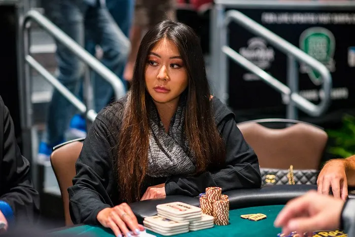Maria Ho competing at a live poker tournament Maria Ho competing at a live poker tournament