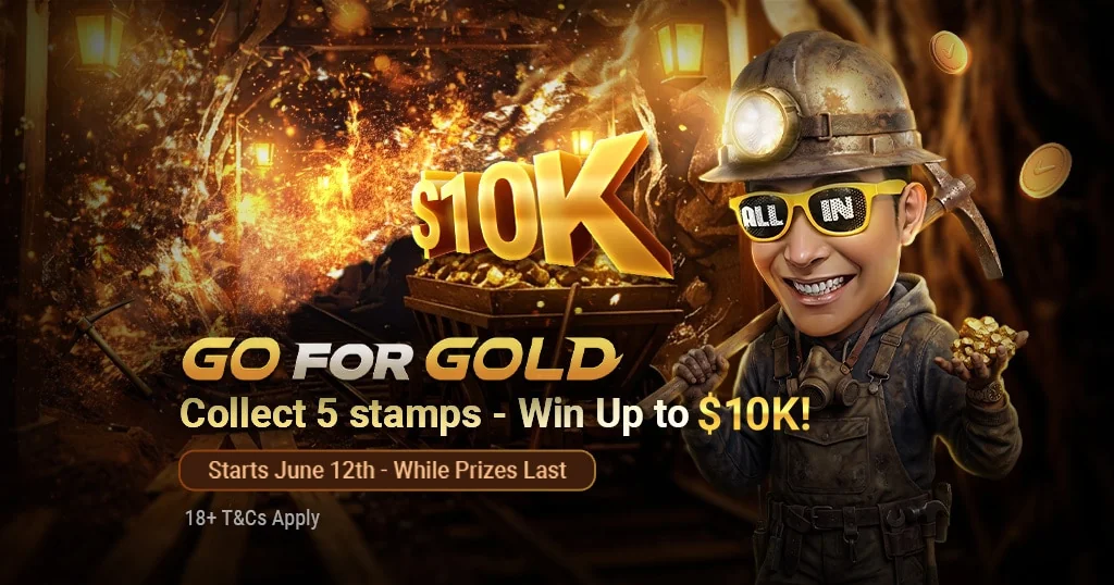 GGPoker Go for Gold $10K promo: collect 5 Spin & Gold stamps to win up to $10,000 from June 12