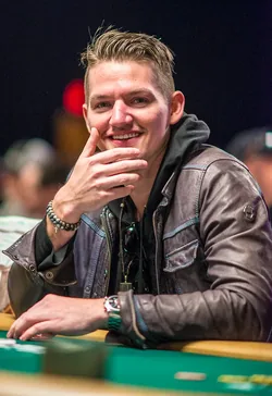 Joe Ingram at the WSOP Joe Ingram smiling at a WSOP tournament table