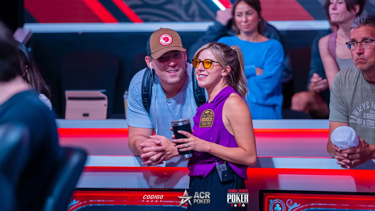 Kristen and Alex Foxen at the WSOP 2026 Kristen Foxen and Alex Foxen on the WSOP rail