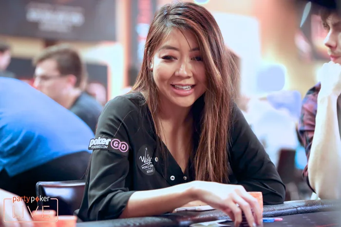 Maria Ho WinStar PokerGO Maria Ho playing poker wearing WinStar and PokerGO branded clothing