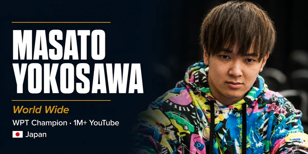 Masato Yokosawa poker player profile featured image showing WPT champion and YouTube vlogger from Japan