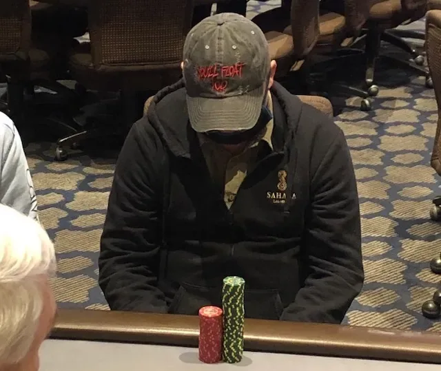 Mike Postle seated at a Las Vegas poker table during his 2026 return