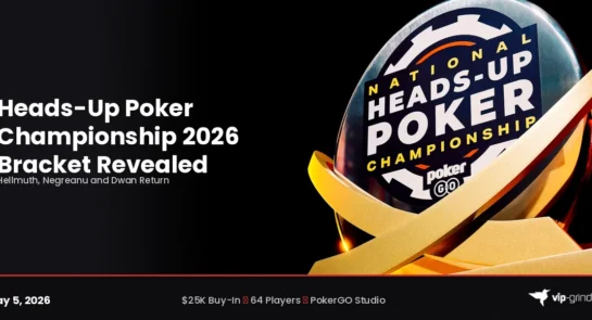 2026 National Heads-Up Poker Championship trophy at PokerGO Studio in Las Vegas