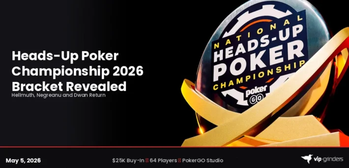 2026 National Heads-Up Poker Championship trophy at PokerGO Studio in Las Vegas