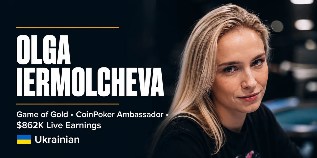 Olga Iermolcheva Poker Player Profile Olga Iermolcheva player profile featured image with name and Ukrainian flag