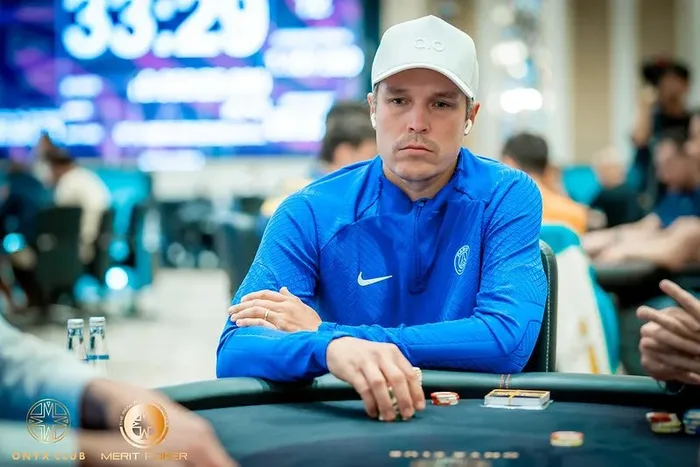 Finnish online poker specialist Eelis Parssinen competing at a Merit Poker high roller event