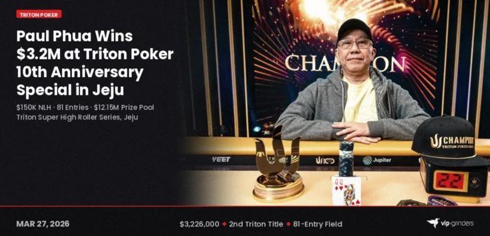 Paul Phua celebrates winning the $150,000 NLH 10th Anniversary Special at Triton Poker Jeju for $3,226,000